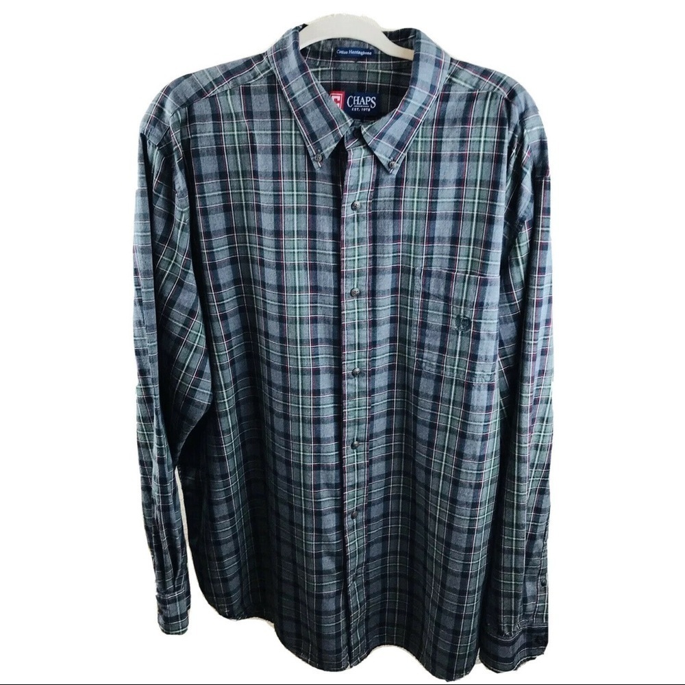 Chaps men’s plaid LS button front shirt Sz XXL.